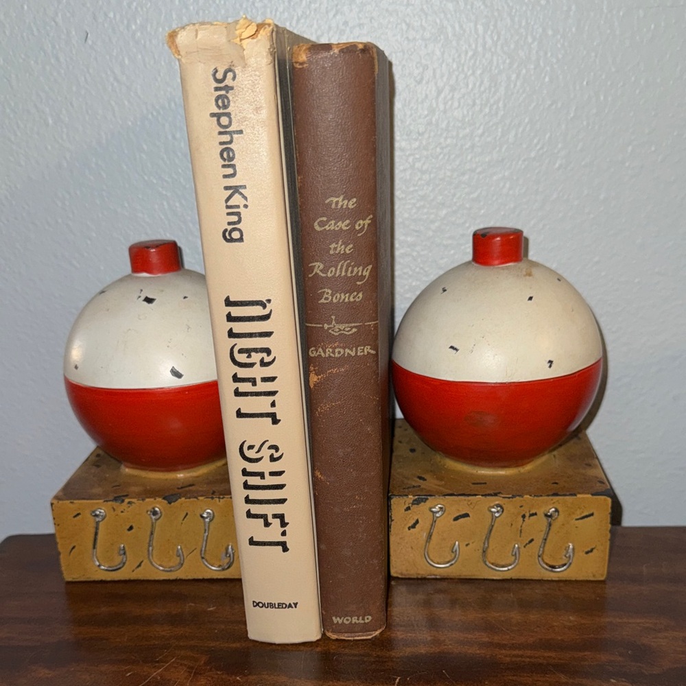 Sterling  Pair of Fishing Bobber Distressed Bookends Office Library Decor
